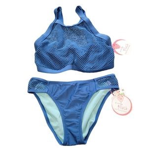 🔴NWT Profile blush Gottex net bikini high neck underwire DD Cup